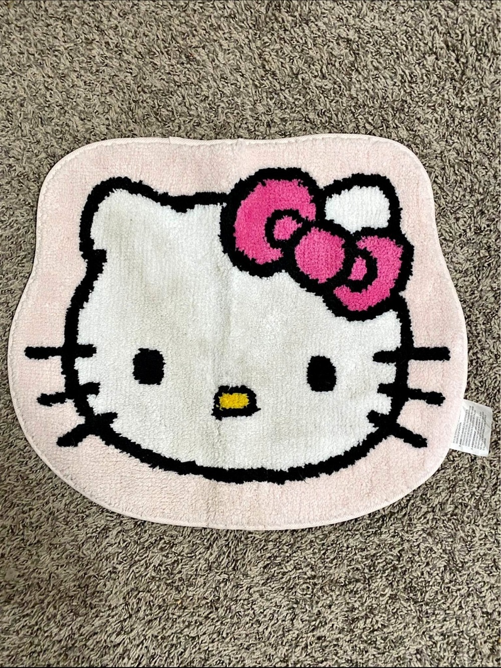 Hello Kitty Pink Bow Plush Face Mat